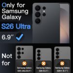 JETech Camera Lens Protector for Galaxy S26 Ultra, 9H Tempered Glass Metal Individual Ring Cover, HD Clear, 1 Set (Black) - Image 3