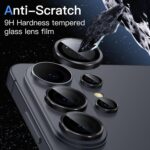JETech Camera Lens Protector for Galaxy S26 Ultra, 9H Tempered Glass Metal Individual Ring Cover, HD Clear, 1 Set (Black) - Image 4