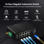 MokerLink 8 Port Industrial Gigabit Ethernet Switch, 2 SFP Ports with 1 LC Module 20KM, Unmanaged IP40 Network Switch (-40 to 185°F), with Power Supply - Image 3