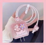 Meyaar Wave-Shaped Cable Protector Series with 3D Cute Pattern for iPhone Charger 20W & 18W, Data Line Wire Saver Charging Cable Charger Protective Cable, Full Protection Cover (Lina-Bel-Pink) - Image 3