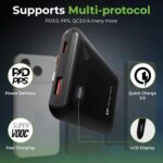 UltraProlink Power Bank 10000mah Fast Charging|16.8mm Slim|22.5W QC-PD-PPS Fast Charging Battery Bank|with USB-C & iPhone Cable|Digital Display|Power Bank for Tablets & Smartphones| Black |UM1127 - Image 5