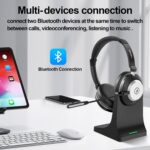 Wantek Wireless Headset with Mic- USB & Bluetooth Connectivity, 50-Hour Battery Life, AI Noise Cancelling Adjustable Microphone Charging Dock, Comfort Fit for Home/Office/Mobile Phone - Image 4
