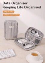 WILDHORN Multi-Purpose Nylon Travel Organizer Pouch | Electronic Accessories Storage Case with Mesh Pockets | Compact Zip Organizer for Cables, Charger, Power Bank & Gadgets (Silver) - Image 3