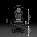 Stealth Polyurethane Leather Ergonomic Gaming Chair for Home Office Study | Adjustable Neck & Lumbar Pillow 180° Recline | Sturdy Metal Base & 3D Adjustable Armrests | (Full Black) - Image 3