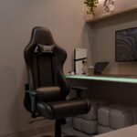 Stealth Polyurethane Leather Ergonomic Gaming Chair for Home Office Study | Adjustable Neck & Lumbar Pillow 180° Recline | Sturdy Metal Base & 3D Adjustable Armrests | (Full Black) - Image 4