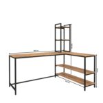 TEKAVO L Shape Table for Home Office, Corner Computer Table, Study Table with Book Shelf, Study Table for Home | 162 x 112 CM | Brown Wood, Metal | DIY - Image 3