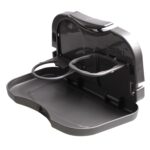 Portable Folding Vehicle Car Tray Cup Bottle Holder Dining Organizer Grey - Image 4