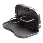 Portable Folding Vehicle Car Tray Cup Bottle Holder Dining Organizer Grey - Image 7
