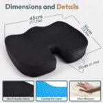 Memory Foam Gel Layer Comfort Seat Cushion Pillow, Car Longer Sitting, Lower Back Pain Relief-Ergonomic Contoured Cushion for Office/Home Chair & Wheelchair (1 pcs/Black) - Image 9
