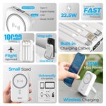 Foxin All-in-One Mag Pro 10000mAh Magnetic Wireless Power Bank | 22.5W Fast Charging, MagSafe & Wireless Charging for Android & iPhone 12 & Above | Built-in Cables | Stand | BIS Certified | White - Image 3