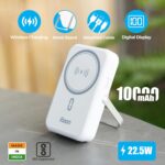 Foxin All-in-One Mag Pro 10000mAh Magnetic Wireless Power Bank | 22.5W Fast Charging, MagSafe & Wireless Charging for Android & iPhone 12 & Above | Built-in Cables | Stand | BIS Certified | White - Image 4