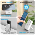 Foxin All-in-One Mag Pro 10000mAh Magnetic Wireless Power Bank | 22.5W Fast Charging, MagSafe & Wireless Charging for Android & iPhone 12 & Above | Built-in Cables | Stand | BIS Certified | White - Image 5
