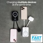 Foxin All-in-One Mag Pro 10000mAh Magnetic Wireless Power Bank | 22.5W Fast Charging, MagSafe & Wireless Charging for Android & iPhone 12 & Above | Built-in Cables | Stand | BIS Certified | White - Image 6