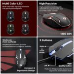 Zebronics Wired Keyboard & Mouse Combo, 104-Key, 1200 DPI, ₹ Key & Multimedia Controls, Ergonomic Mouse, 1.3m Cable, Multicolor LED (War 2, White + Black) - Image 6