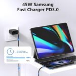 45W Type C Super Fast Charger With C To C Cable Compatible With Samsung Galaxy S25 Edge/S25 Ultra/S25 Plus/S25/S24 Ultra/S24/S23/S22/S21/ Fe/Z Fold 7/6/5/Z Flip 7/6/5/Pad/PD 3.0 Adaptor/Black - Image 3