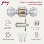Godrej Cylindrical Lock | with 3 Keys | Classic Range | for Bedroom Door, Internal Wooden Door | 6cm (60mm) Backset | Suitable for Left/Right Handed & Inside/Outside Opening | 5 Years Warranty - Image 5