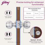 Godrej Cylindrical Lock | with 3 Keys | Classic Range | for Bedroom Door, Internal Wooden Door | 6cm (60mm) Backset | Suitable for Left/Right Handed & Inside/Outside Opening | 5 Years Warranty - Image 6