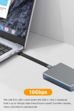 Usb C Cable 5.3 Inch, Usb A To Usb C 60W Fast Charging Cable Supports 10Gbps Data Transfer For Portable Ssd, Power Bank, Android Auto, Laptop, Tablet, Phone (AE-1171TC, 10GBPS) - Image 3