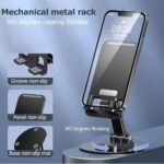 360° Rotatable & Foldable Mobile Phone Holder with Metallic Base | Adjustable Height & Angle | Anti-Skid Tabletop Mobile Stand for Smartphones & Tablets | Perfect Home, Office, Bed & Gifting - Image 4