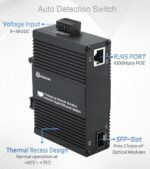Mini Industrial 1 Port Gigabit Switch with SFP Slot Din Rail Wall Fanless Unmanaged Ethernet Switch 1*1000Mbps Ports +1G SFP Fiber Port Supportt Plug & Play Network Switch - Image 3