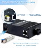 Mini Industrial 1 Port Gigabit Switch with SFP Slot Din Rail Wall Fanless Unmanaged Ethernet Switch 1*1000Mbps Ports +1G SFP Fiber Port Supportt Plug & Play Network Switch - Image 4