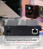 Mini Industrial 1 Port Gigabit Switch with SFP Slot Din Rail Wall Fanless Unmanaged Ethernet Switch 1*1000Mbps Ports +1G SFP Fiber Port Supportt Plug & Play Network Switch - Image 7
