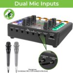 UltraProlink Portable Bluetooth Karaoke Mixer | with Recording | 12 sound effects | Sound Card for Singing, Podcast,Live Stream,Broadcast | Dual Mic Input | Condenser Mic | Sing Along Pro UM1002PRO - Image 3