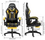 HOFFREE RGB Gaming Chair with Speakers Massage Computer Gaming Chair with LED Lights and Footrest High Back Video Game Chair for Adults Yellow and Black - Image 3