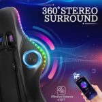 HOFFREE RGB Gaming Chair with Speakers Massage Computer Gaming Chair with LED Lights and Footrest High Back Video Game Chair for Adults Yellow and Black - Image 4