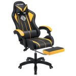 HOFFREE RGB Gaming Chair with Speakers Massage Computer Gaming Chair with LED Lights and Footrest High Back Video Game Chair for Adults Yellow and Black - Image 6