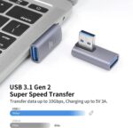 90 Degree USB Adapter Left Angle USB 3.1 Male to Female Extender USB A-A Direction Converter for PC, Laptop, USB A Charger, Power Bank and More - Image 4