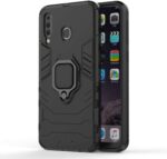 Param Cart Hybrid Heavy Duty Robot Ring Case with Stand Double Protective Back Cover for INFINIX SMART 8 - Black - Image 3