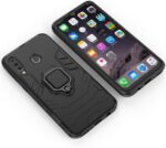 Param Cart Hybrid Heavy Duty Robot Ring Case with Stand Double Protective Back Cover for INFINIX SMART 8 - Black - Image 4