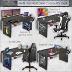 Xtreme PRO Odyssey-Gaming, Work & Study Desk. 8 Multi Featured Table. Large for PC, Dual Monitors, iMac, and Laptops. Engineered Wood. Black Stand Desk. Large 4 Feet x 2 Feet (ODY4_Smoked Pine) - Image 5