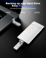 64GB External Portable SSD USB Solid State Drive, Up to 450MB/s USB 3.2 Gen 2 Solid State, Type C + USB A Dual Drive for Phone/Android Laptops/Windows/Mac, Silver - Image 5