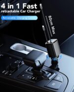 4-In-1 Car Charger,Retractable Car Quick Charger,Cigarette Lighter USB,Car Charger,Car Adapter Compatible With iPhone 16 15 14 Pro/Pro Max/Plus, Galaxy S24 23 22, Pixel, Huawei Mate, Black - Image 5