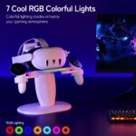 SAQICO Fast Charging Dock for Me-ta Quest 3/3s/2 Headset and Rift/pro/Pico/HTC,RGB Charging Station & Display Stand for Me-ta Controllers, with USB-C Cable & Charging Port & Tidy VR Accessories - Image 4