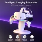 SAQICO Fast Charging Dock for Me-ta Quest 3/3s/2 Headset and Rift/pro/Pico/HTC,RGB Charging Station & Display Stand for Me-ta Controllers, with USB-C Cable & Charging Port & Tidy VR Accessories - Image 5
