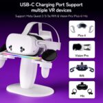 SAQICO Fast Charging Dock for Me-ta Quest 3/3s/2 Headset and Rift/pro/Pico/HTC,RGB Charging Station & Display Stand for Me-ta Controllers, with USB-C Cable & Charging Port & Tidy VR Accessories - Image 6
