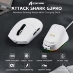 ATTACK SHARK G3PRO Wireless Gaming Mouse with RGB Charging Dock,2.4G/USB-C Wired/BT PAW3311 Optical Sensor 1K Polling Rate Adjustable 25K DPI,500mAh Battery Ultra Lightweight 59g Mice (White) - Image 3