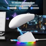 ATTACK SHARK G3PRO Wireless Gaming Mouse with RGB Charging Dock,2.4G/USB-C Wired/BT PAW3311 Optical Sensor 1K Polling Rate Adjustable 25K DPI,500mAh Battery Ultra Lightweight 59g Mice (White) - Image 5