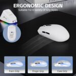 ATTACK SHARK G3PRO Wireless Gaming Mouse with RGB Charging Dock,2.4G/USB-C Wired/BT PAW3311 Optical Sensor 1K Polling Rate Adjustable 25K DPI,500mAh Battery Ultra Lightweight 59g Mice (White) - Image 6
