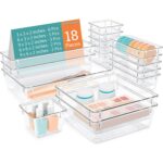 18Pcs Transparent Drawer Organizer, Versatile Bathroom and Vanity Organiser, Storage Bins for Makeup Cosmetics,Jewellery,Kitchen,Bathroom,Bedroom,Office,Gadgets - Image 2