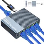 1x4 LAN Splitter, Gigabit Ethernet Splitter 1 to 4, 1000Mbps High Speed Network Hub with USB Power, Network LAN Adapter Supports Cat5/6/7/8 for 4 Devices Simultaneous Networking - Image 2