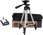 3110 Tripod Stand with Adjustable Height Settings & a Mobile Phone Holder Adjustable Aluminium Alloy Tripod for Phones & Camera, 350 Mm-1020 Mm, 1/4 Inch Screw + Mobile Holder Bracket - Image 2