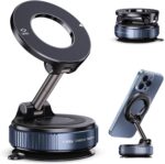 360 Vacuum Magnetic Phone Holder Hands Free, Foldable Suction Mount, Strong Grip for Mirror, Shower, Gym, Car, Kitchen and Universal Magnetic Phone Stand-(Black) (009) - Image 2