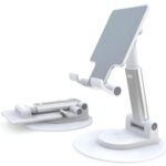 360° Rotating Mobile Phone Stand, Foldable Height & Angle Adjustable Phone Holder for Desk, Portable & Stable Design Compatible with iPhone Samsung Vivo Oneplus Smartphones, White - Image 2