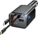 4-In-1 Car Charger,Retractable Car Quick Charger,Cigarette Lighter USB,Car Charger,Car Adapter Compatible With iPhone 16 15 14 Pro/Pro Max/Plus, Galaxy S24 23 22, Pixel, Huawei Mate, Black - Image 2