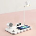 4 in 1 Desk Lamps for Home Office, Wireless Charger Small Desk Lamp with Bluetooth Speaker(White) - Image 2