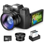 4K Digital Camera,Vlogging Camera with WiFi for YouTube,Autofocus 16X Zoom 48MP Cameras Photography 64GB SD Card,Wide Angle & Macro Lens,2 Batteries,180°Flip Screen - Image 2